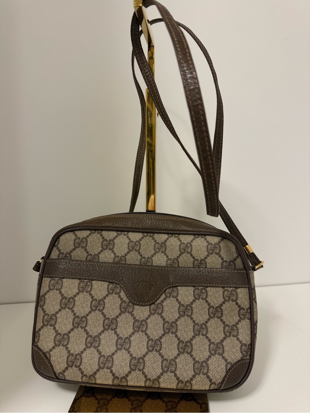 Gucci Beige and Brown GG Canvas Crossbody Bag